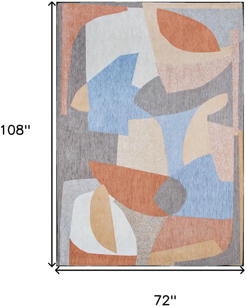 Blue and Gray Abstract Non Skid Area Rug Photo 3