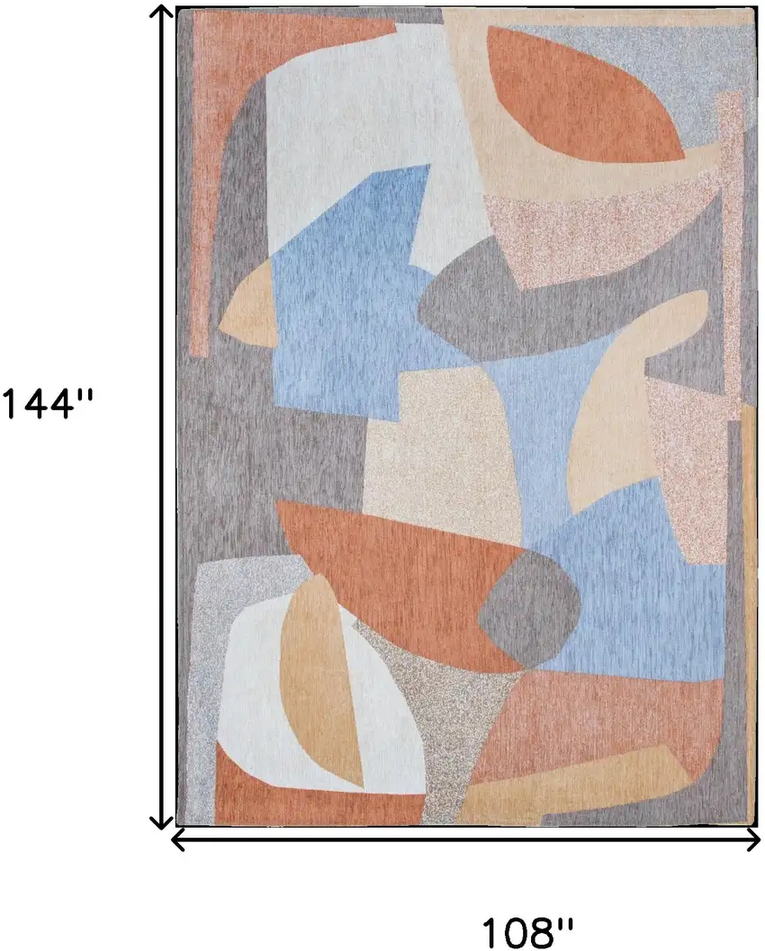 Blue and Gray Abstract Non Skid Area Rug Photo 3