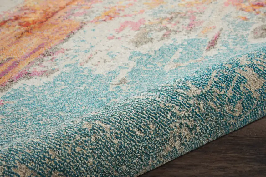 Blue and Gray Abstract Power Loom Area Rug Photo 9