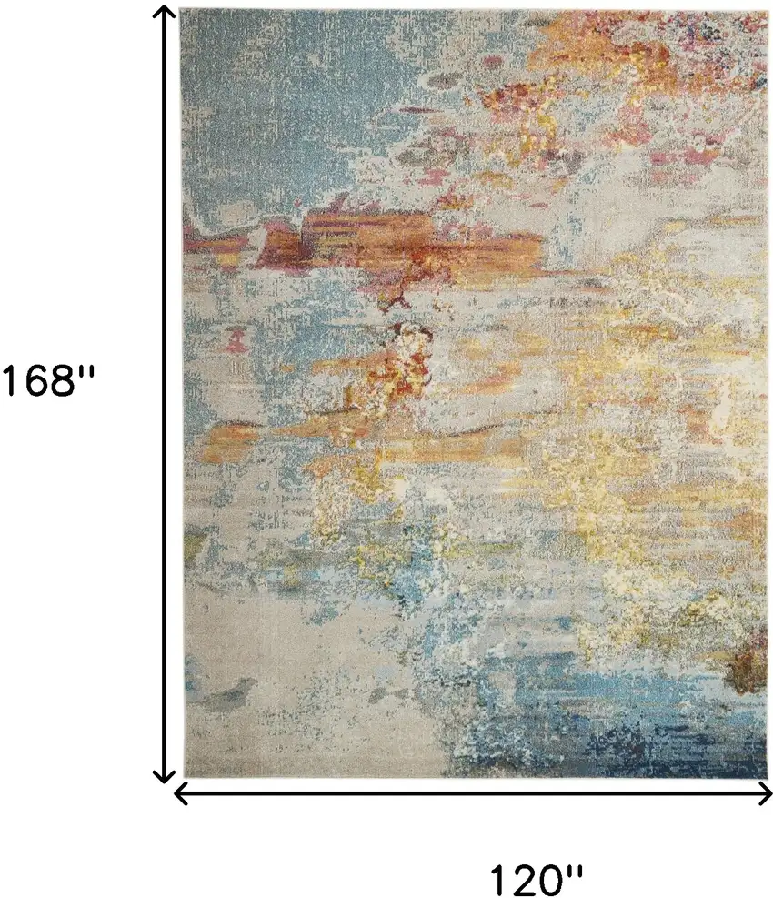 Blue and Gray Abstract Power Loom Area Rug Photo 9