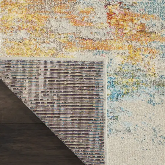Blue and Gray Abstract Power Loom Area Rug Photo 9