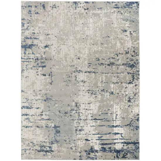 Blue and Gray Abstract Power Loom Area Rug Photo 2