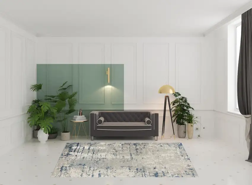 Blue and Gray Abstract Power Loom Area Rug Photo 2