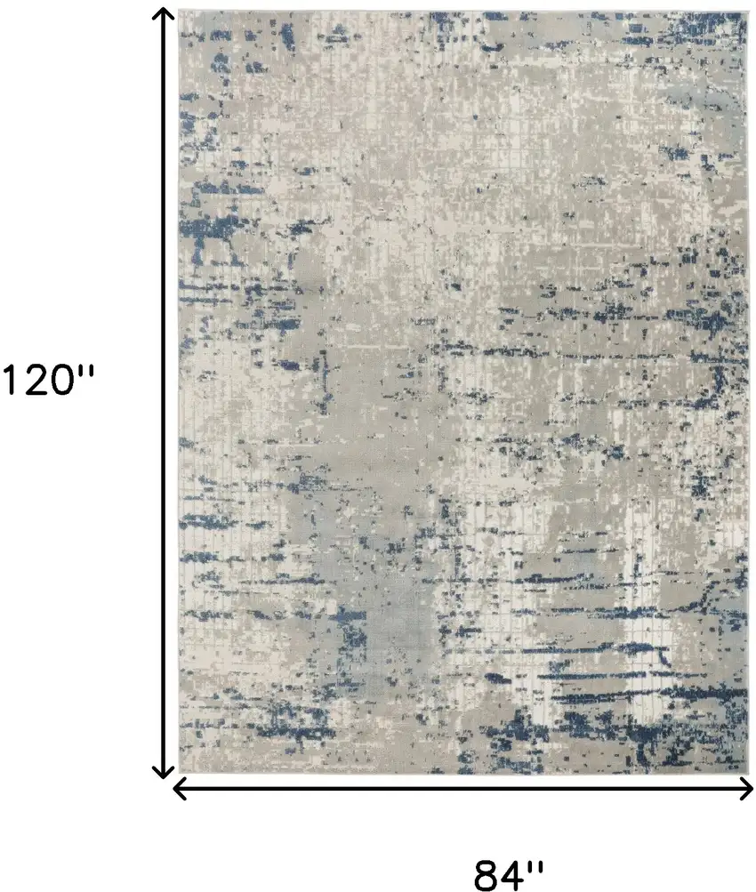 Blue and Gray Abstract Power Loom Area Rug Photo 6