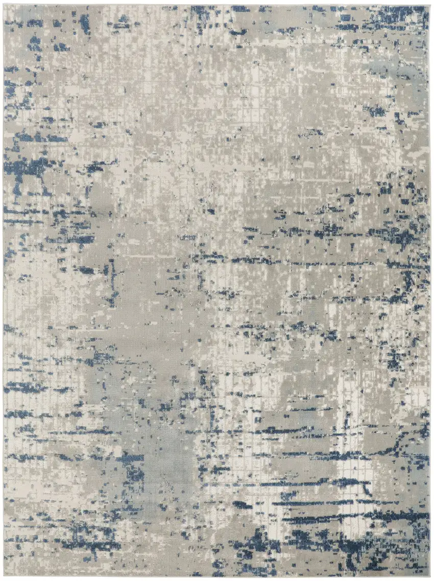 Blue and Gray Abstract Power Loom Area Rug Photo 1