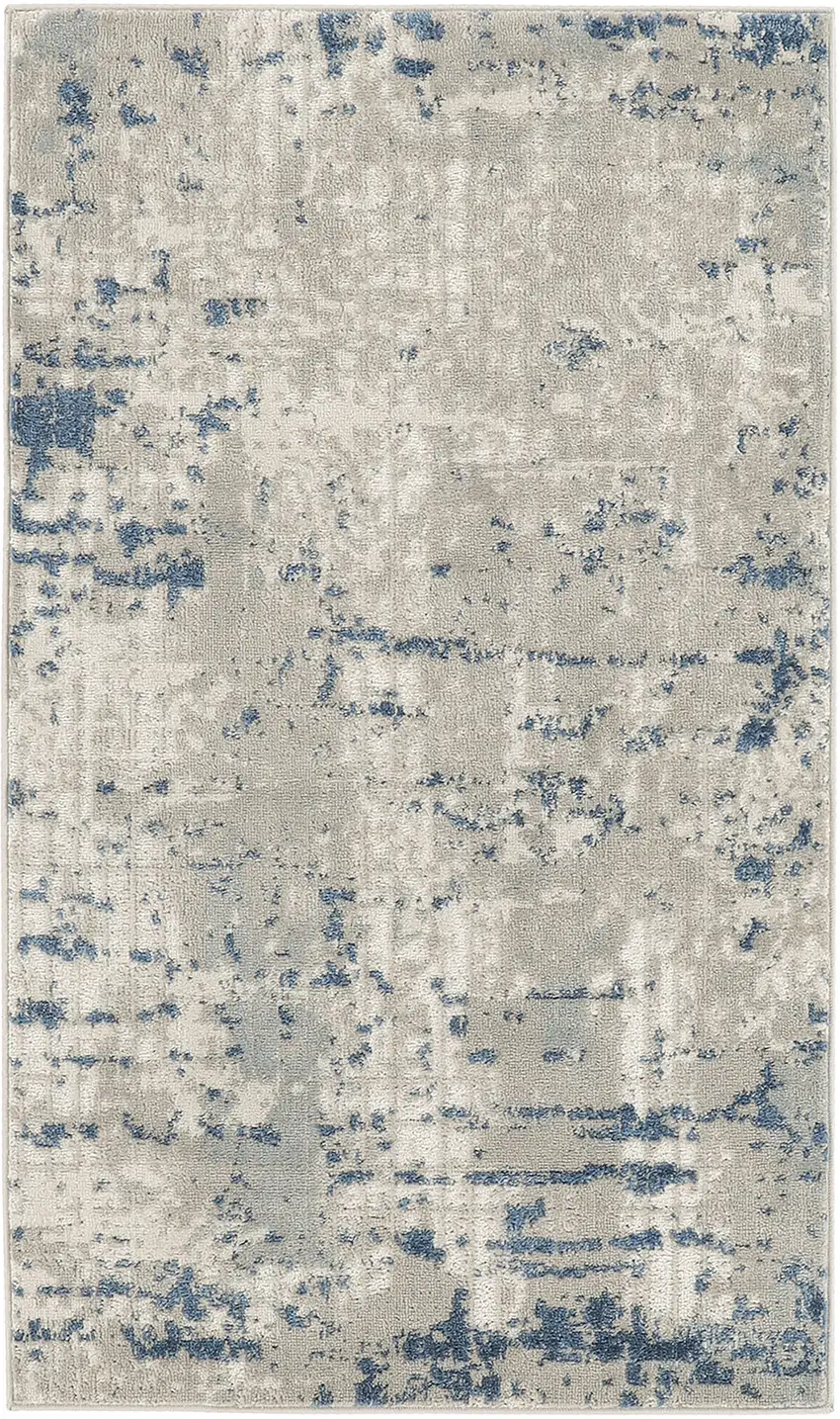 Blue and Gray Abstract Power Loom Area Rug Photo 1