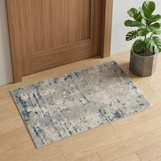 Blue and Gray Abstract Power Loom Area Rug Photo 1