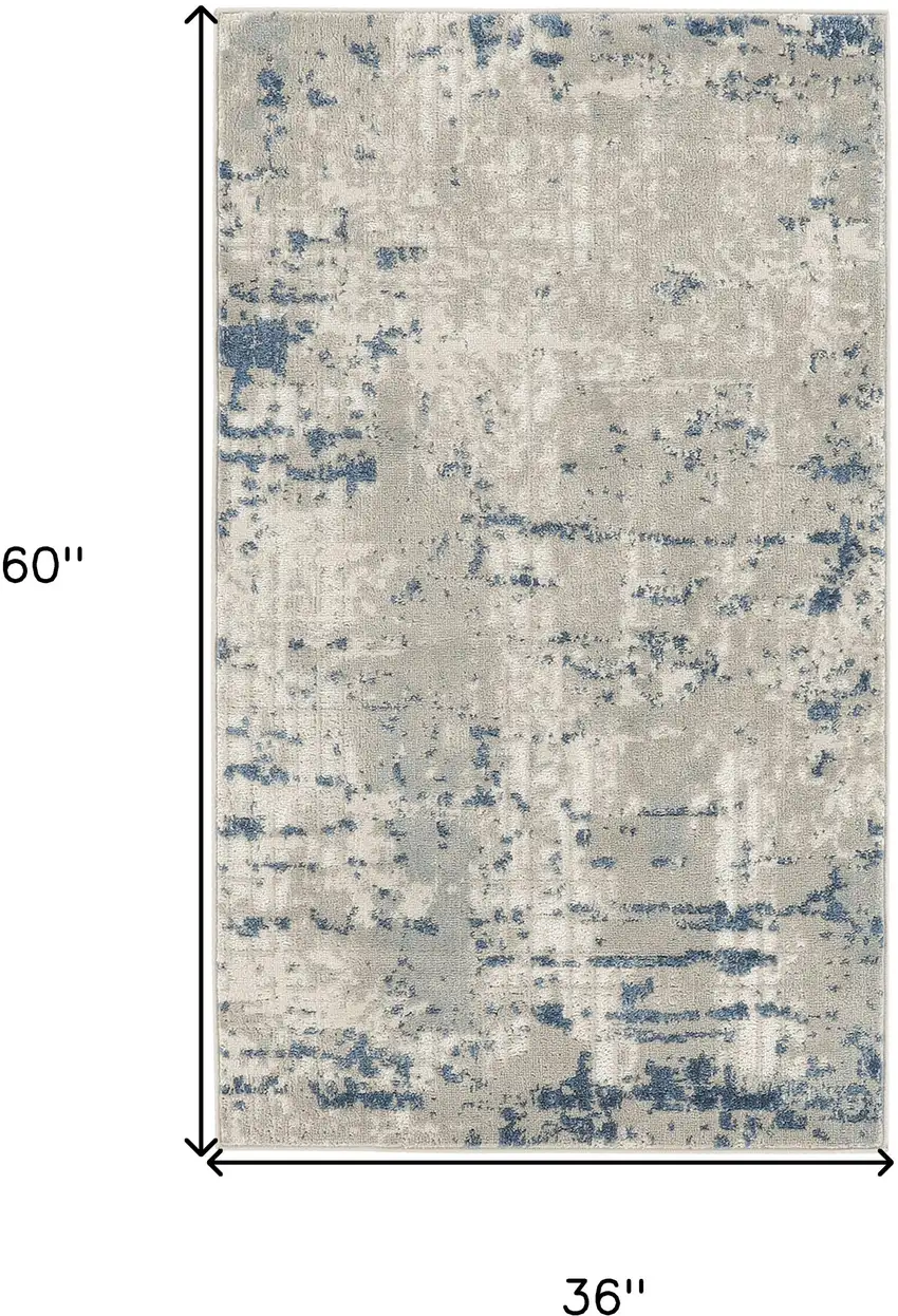 Blue and Gray Abstract Power Loom Area Rug Photo 5