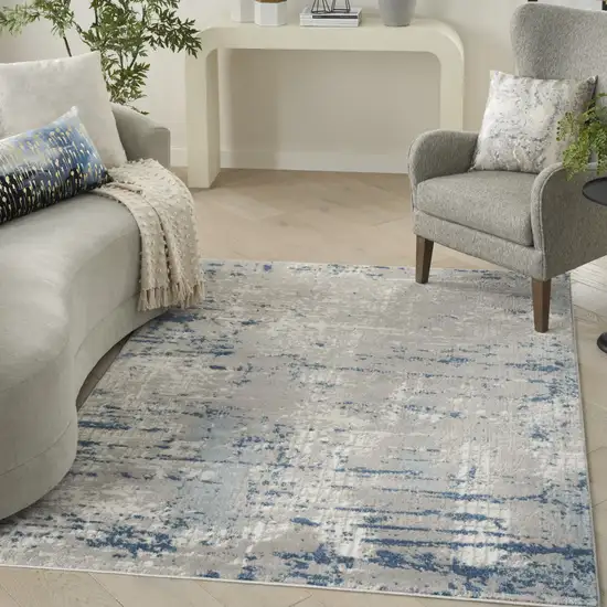 Blue and Gray Abstract Power Loom Area Rug Photo 5