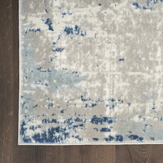 Blue and Gray Abstract Power Loom Area Rug Photo 9