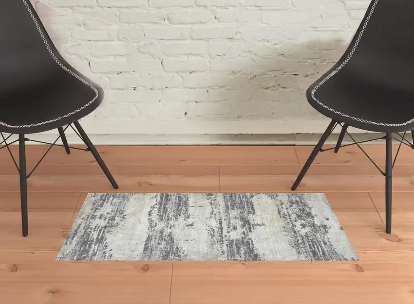 Blue and Gray Abstract Power Loom Area Rug Photo 2