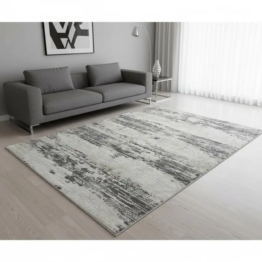Ivory Beige And Gray Abstract Area Rug Photo 2