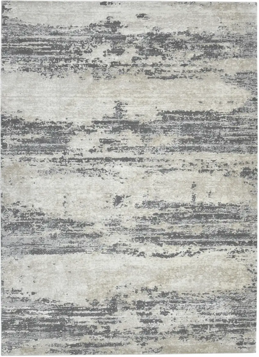 Blue and Gray Abstract Power Loom Area Rug Photo 1