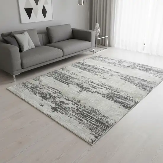 Ivory Beige And Gray Abstract Area Rug Photo 3