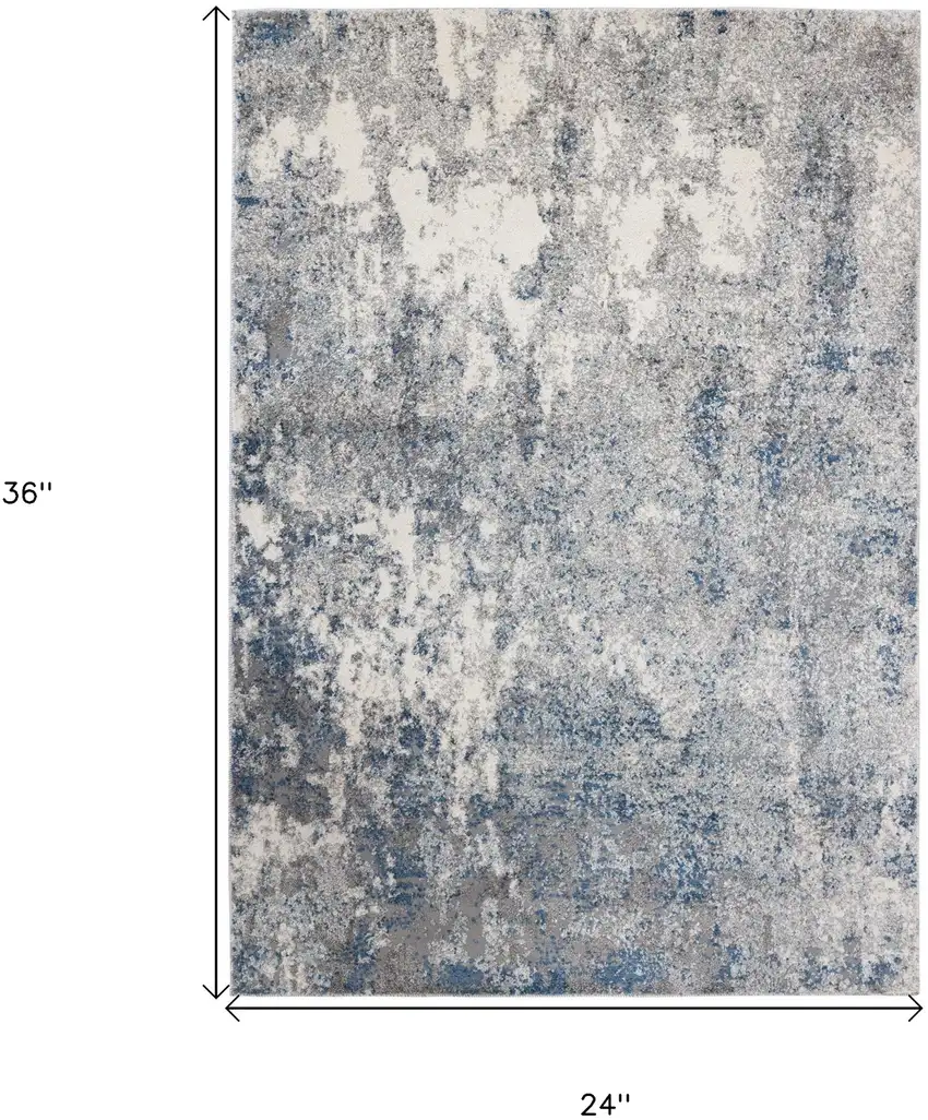 Blue and Gray Abstract Power Loom Area Rug Photo 6