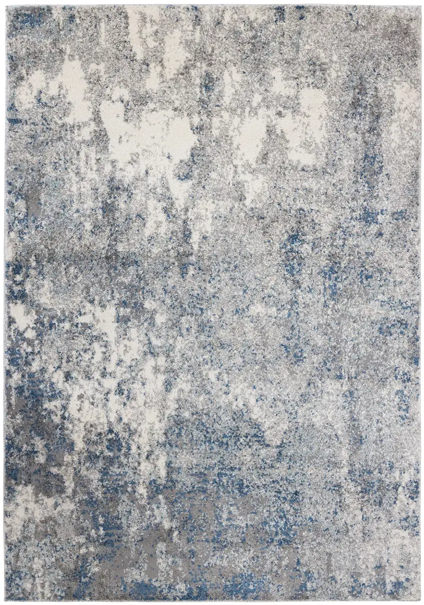 Blue and Gray Abstract Power Loom Area Rug Photo 1