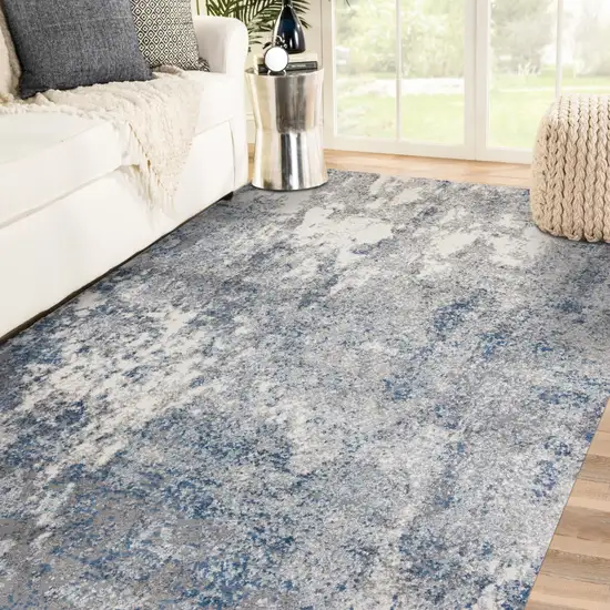 Blue and Gray Abstract Power Loom Area Rug Photo 5