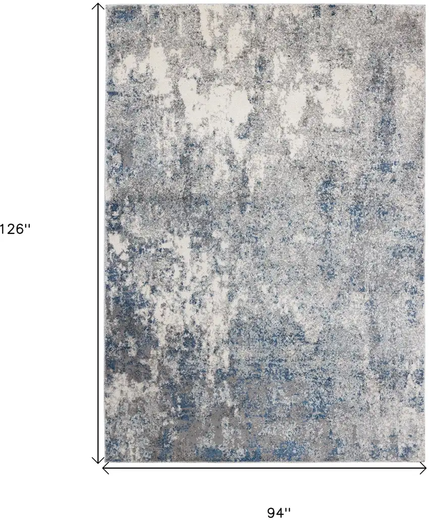 Blue and Gray Abstract Power Loom Area Rug Photo 6