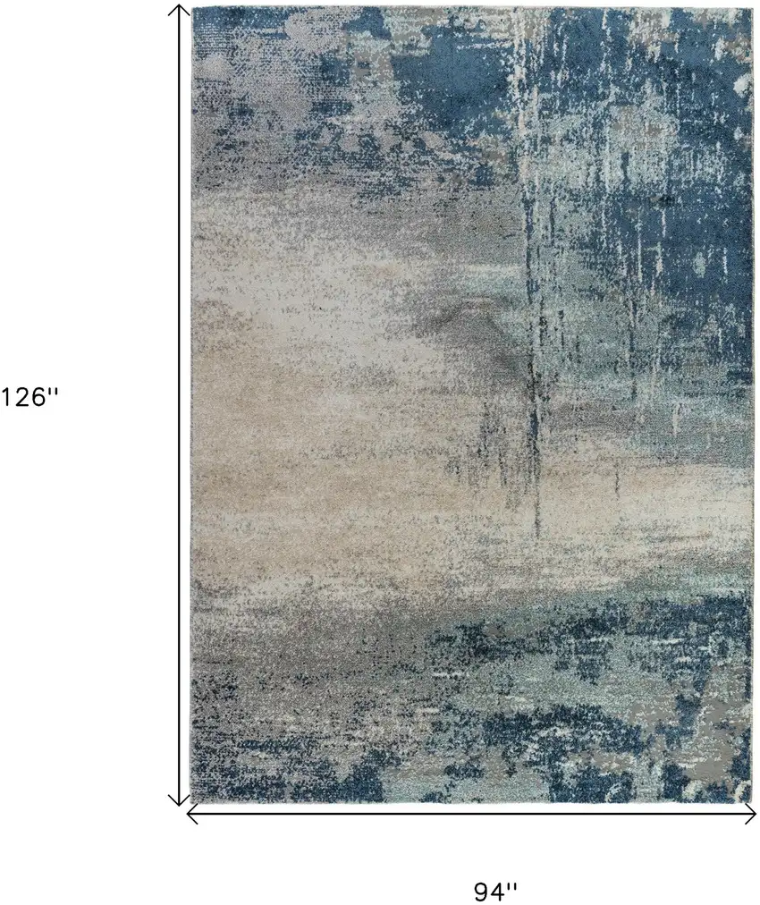 Blue and Gray Abstract Power Loom Area Rug Photo 6