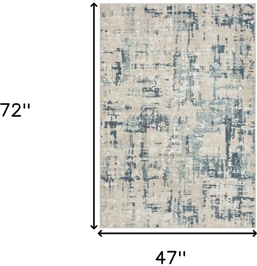 Blue and Gray Abstract Power Loom Area Rug Photo 3
