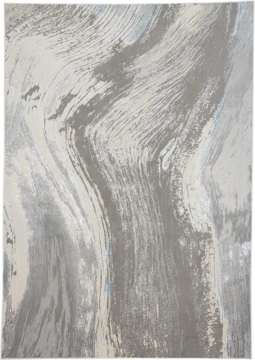 Blue and Gray Abstract Power Loom Area Rug Photo 4