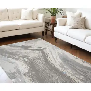 Photo of Blue and Gray Abstract Power Loom Area Rug