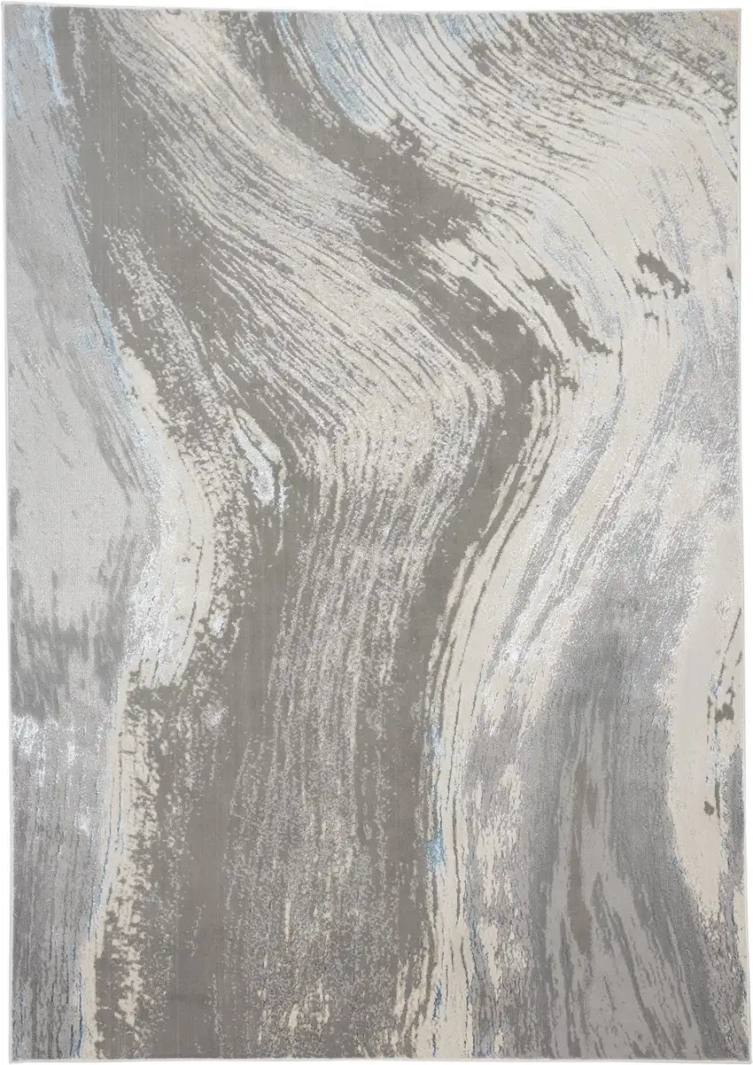 Blue and Gray Abstract Power Loom Area Rug Photo 2