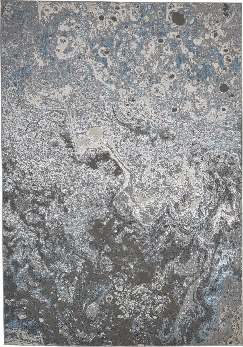 Blue and Gray Abstract Power Loom Area Rug Photo 5