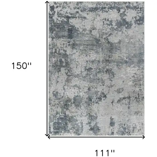 Blue and Gray Abstract Power Loom Distressed Area Rug Photo 3