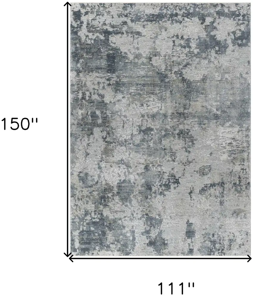 Blue and Gray Abstract Power Loom Distressed Area Rug Photo 3