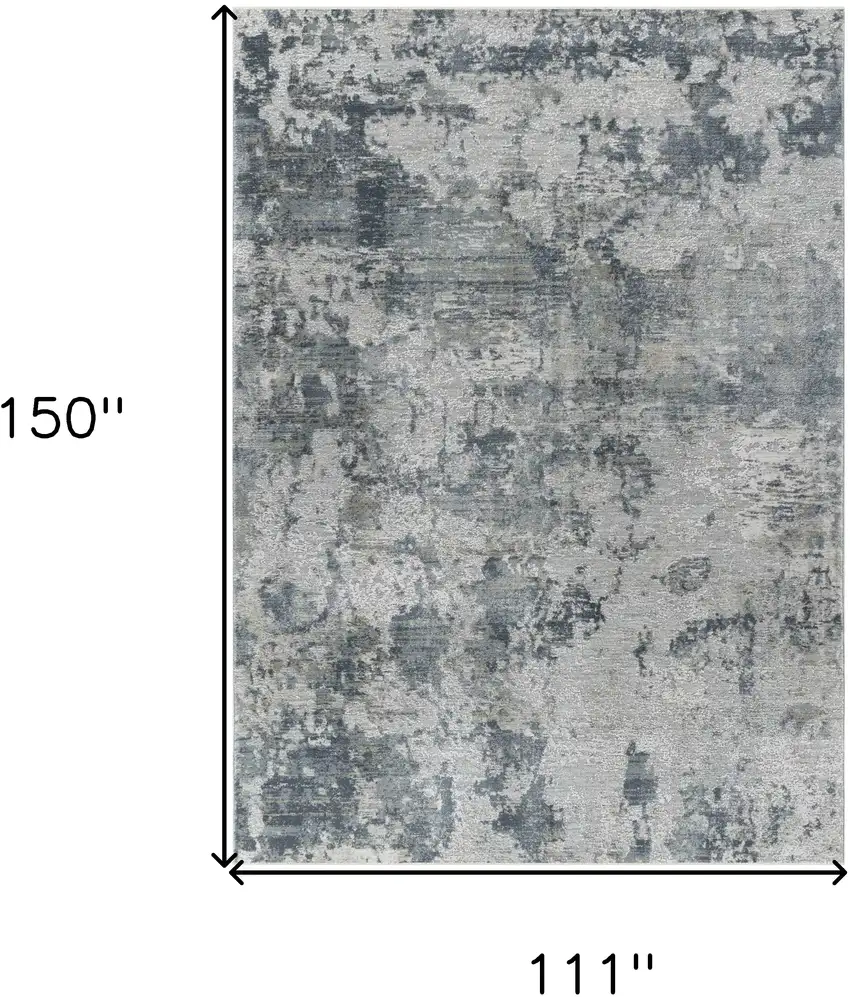 Blue and Gray Abstract Power Loom Distressed Area Rug Photo 3