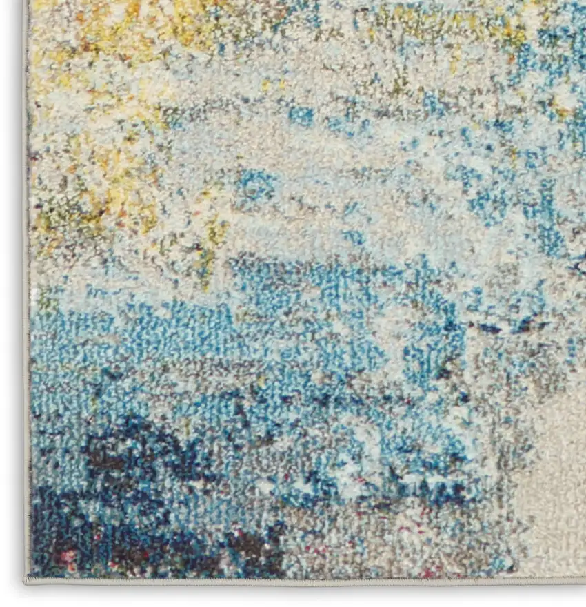 Blue and Gray Abstract Power Loom Runner Rug Photo 3