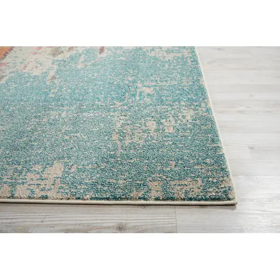 10' Blue And Gray Abstract Runner Rug Photo 9