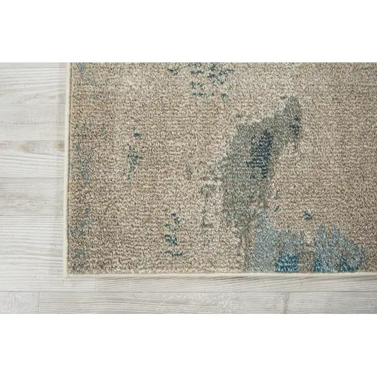 12' Blue And Gray Abstract Runner Rug Photo 8