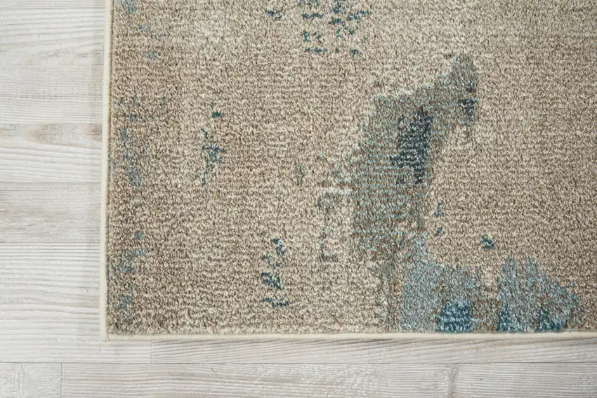 12' Blue And Gray Abstract Runner Rug Photo 8