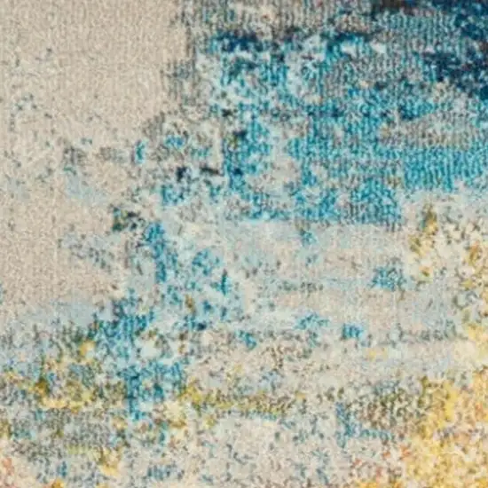 12' Blue And Gray Abstract Runner Rug Photo 4