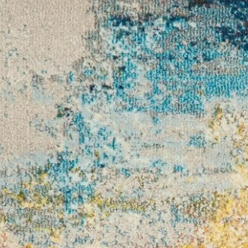 12' Blue And Gray Abstract Runner Rug Photo 4