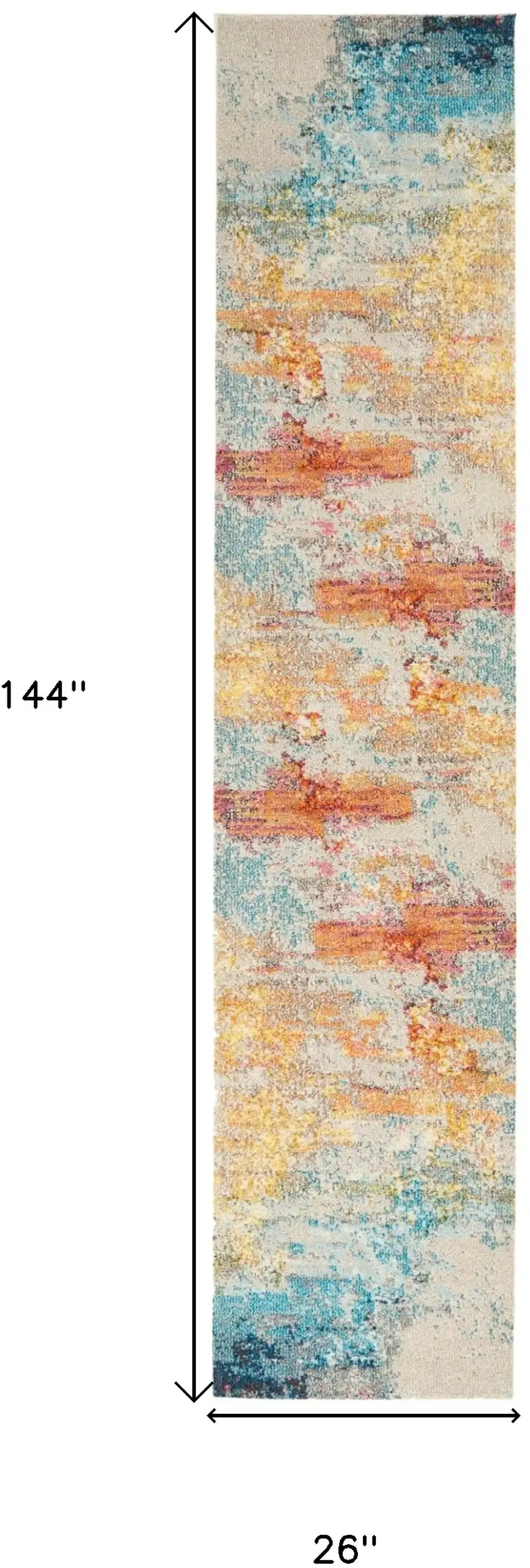 12' Blue And Gray Abstract Runner Rug Photo 9