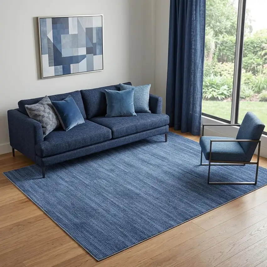 5' X 7' Blue and Gray Abstract Power Loom Washable Non Skid Area Rug Photo 1