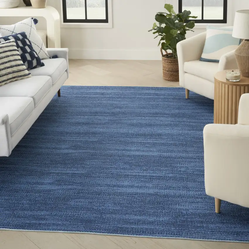 5' X 7' Blue and Gray Abstract Power Loom Washable Non Skid Area Rug Photo 4