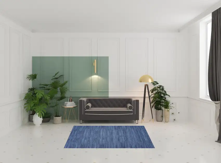 Blue and Gray Abstract Power Loom Washable Non Skid Area Rug Photo 2