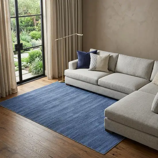 Blue and Gray Abstract Power Loom Washable Non Skid Area Rug Photo 1