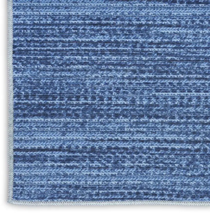 Blue and Gray Abstract Power Loom Washable Non Skid Area Rug Photo 8