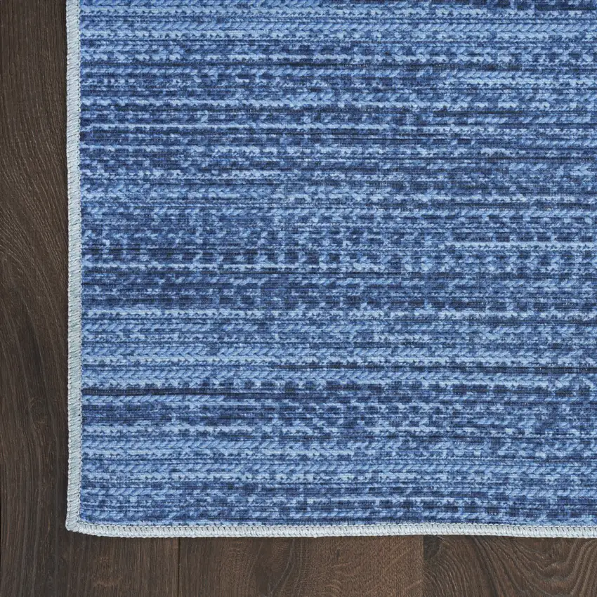 Blue and Gray Abstract Power Loom Washable Non Skid Area Rug Photo 8