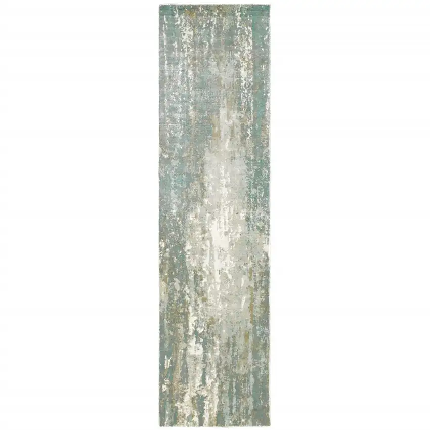 Blue and Gray Abstract Splash Indoor Runner Rug Photo 5