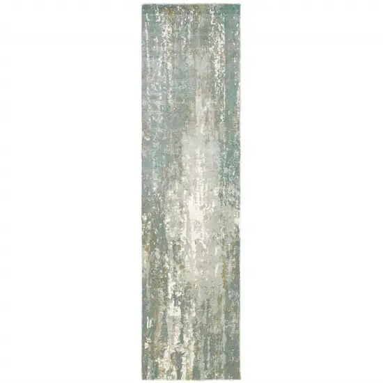 Blue and Gray Abstract Splash Indoor Runner Rug Photo 5