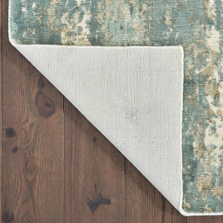 Blue and Gray Abstract Splash Indoor Runner Rug Photo 3
