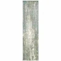 Photo of Blue and Gray Abstract Splash Indoor Runner Rug