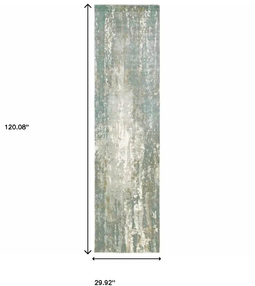 Blue and Gray Abstract Splash Indoor Runner Rug Photo 6