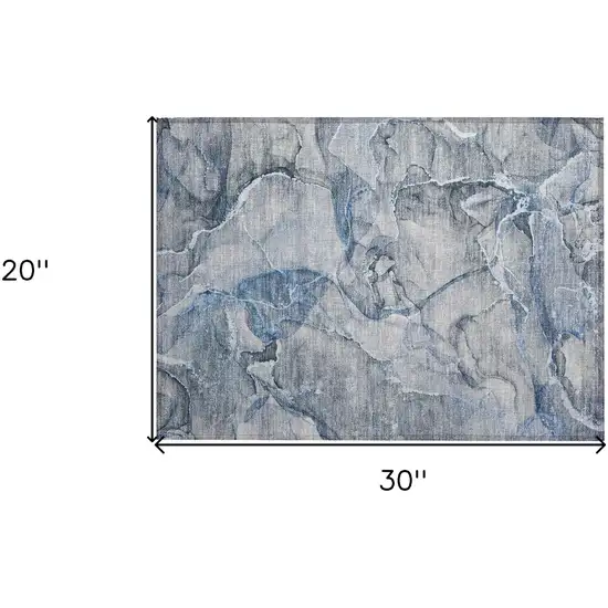 Blue and Gray Abstract Washable Non Skid Indoor Outdoor Area Rug Photo 3